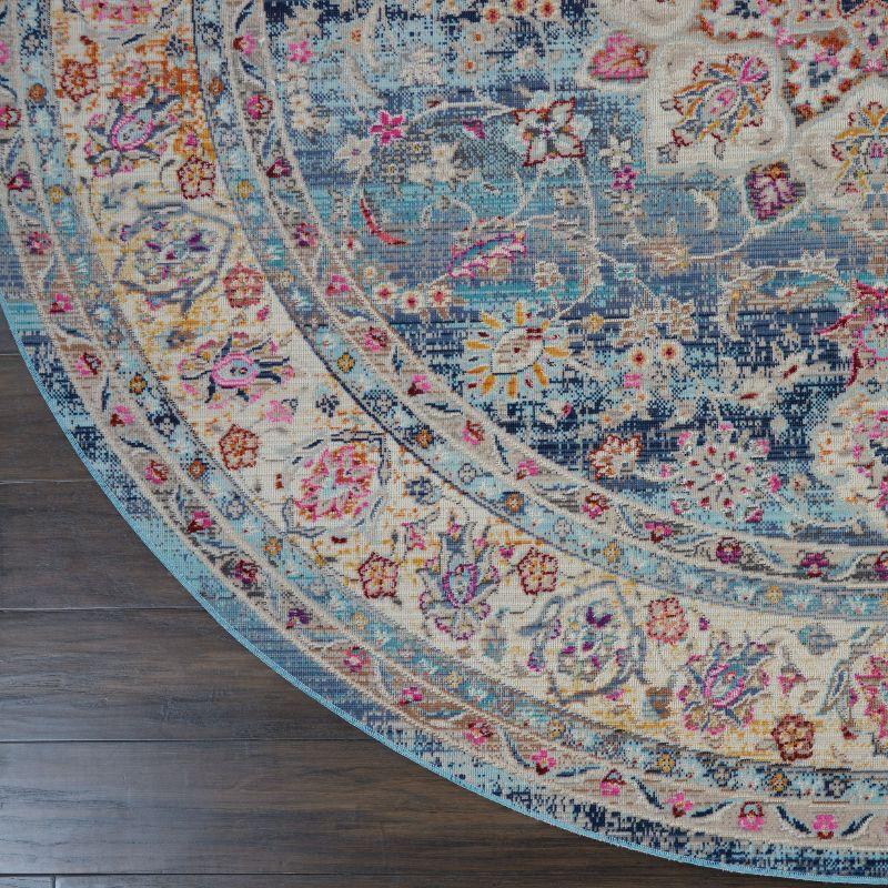 Nourison Vintage Kashan VKA01 Blue/Ivory/Orange Indoor Area Rug - 6' x ROUND