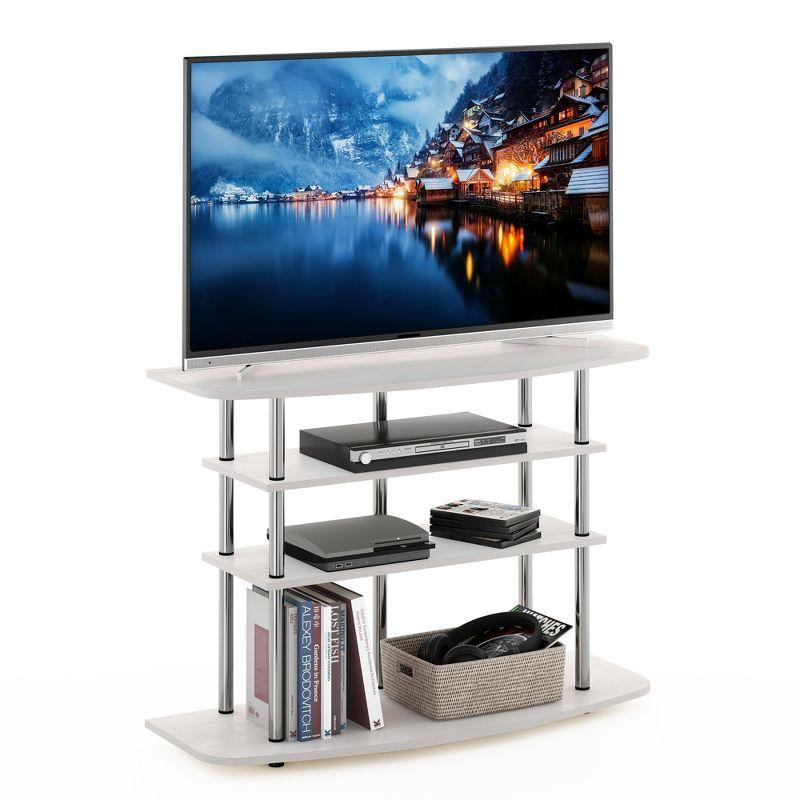 Furinno 4-Tier No Tools TV Stand Entertainment Center Hold up to 46" TV White Oak