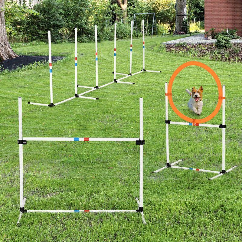 PawHut 3-Piece White Dog Agility Training Set with Carry Bag