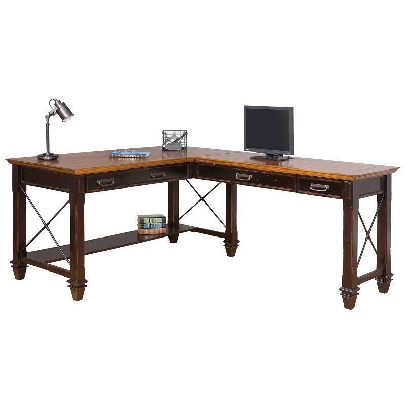 Hartford Open L Shaped Desk Brown - Martin Furniture: Vintage Style, Wire Mesh, Home Office