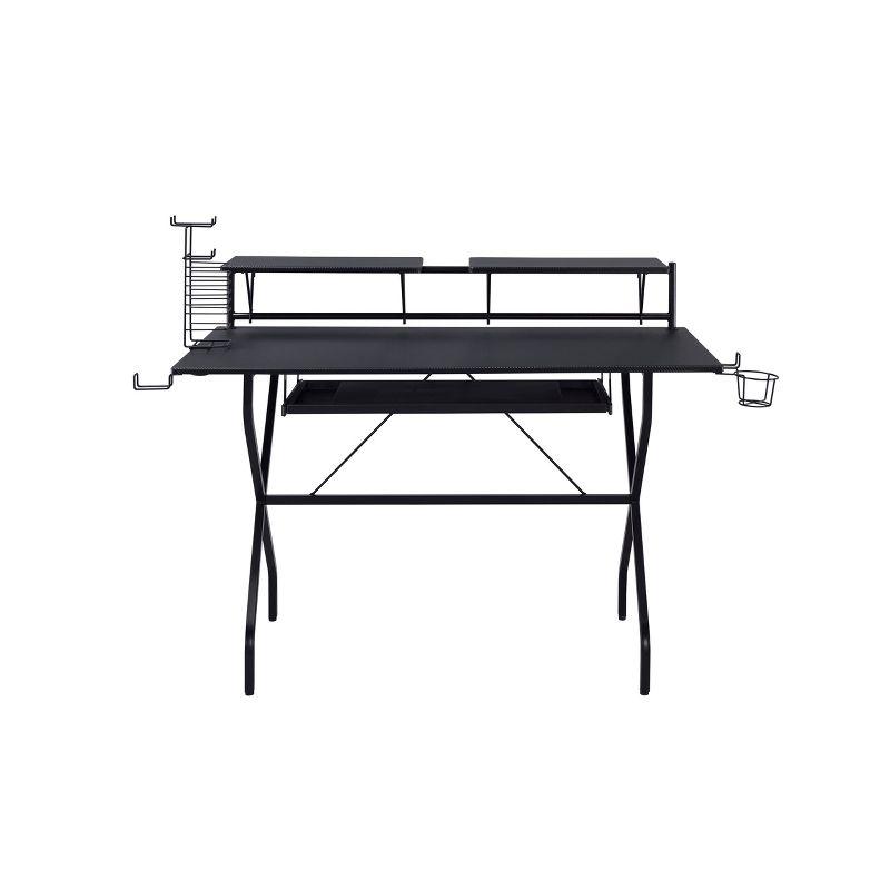 Acme Furniture Hartman Computer Desk Black: Metal Frame, MDF Surface, Hutch Storage, 47" Width