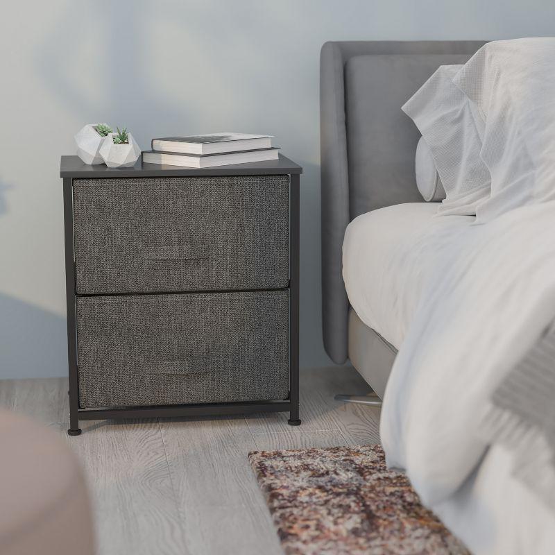 Malone 2 Drawer Storage Stand with Wood Top & Fabric Pull Drawers