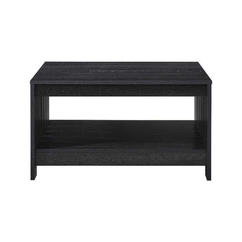 AndMakers 31.5 in. Farmhouse Black Oak Square Coffee Table with Open Storage for Living Room