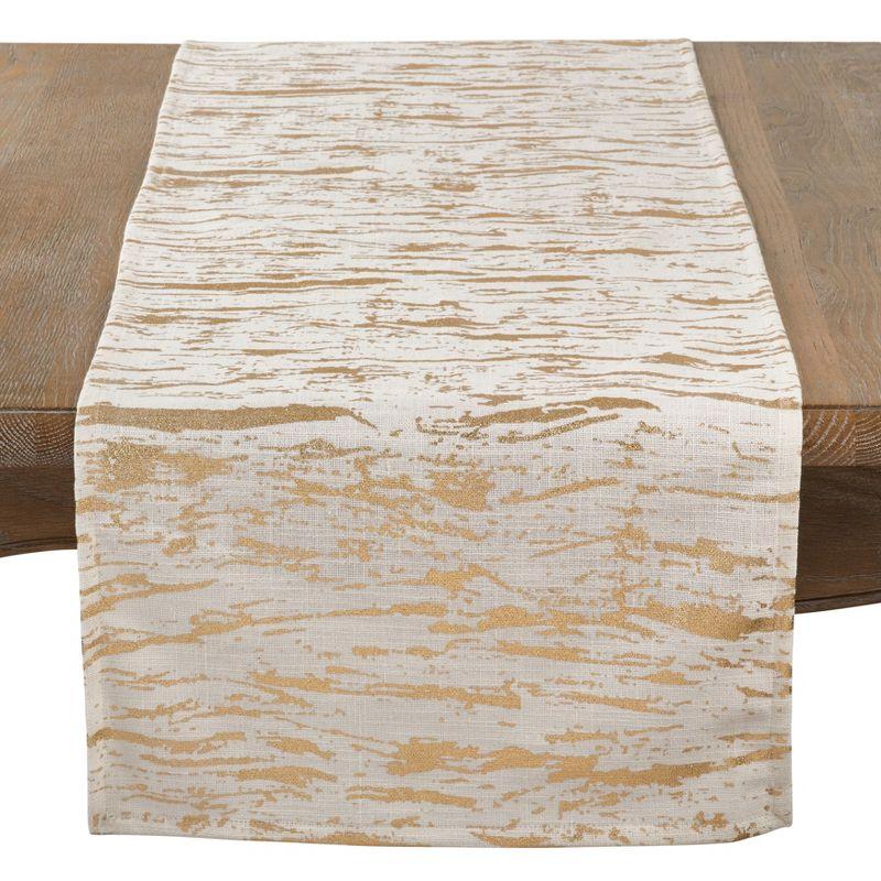 Gold Distressed Foil Print Cotton Table Runner