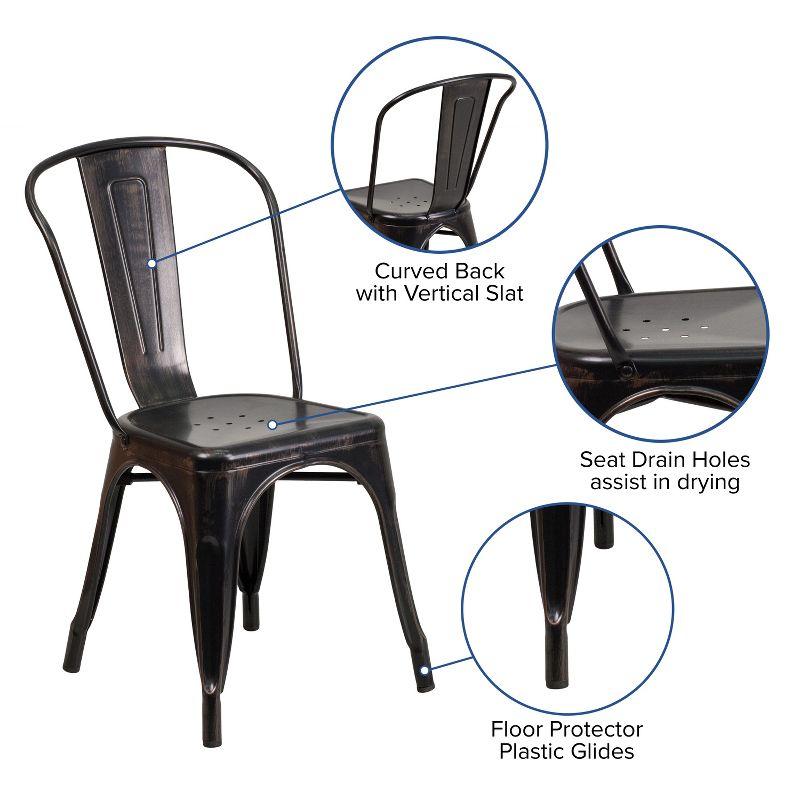Flash Furniture Commercial Grade Black-Antique Gold Metal Indoor-Outdoor Stackable Chair