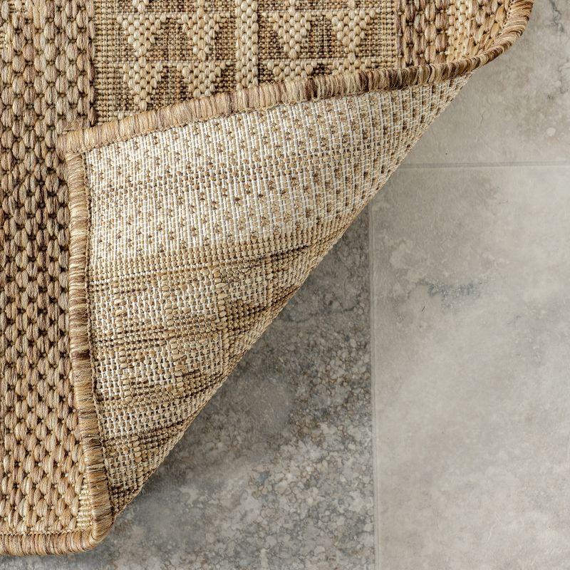 nuLOOM 10' x 12' Outdoor Geometric Area Rug, Stain Resistant, Weather Resistant, High Traffic, Patio, Balcony, Outside, Ranya Light Brown