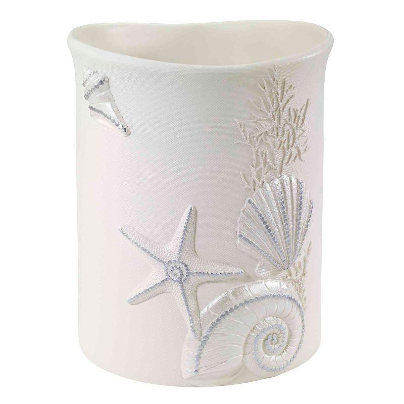 Ivory and Silver Seashell Decorative Plastic Wastebasket