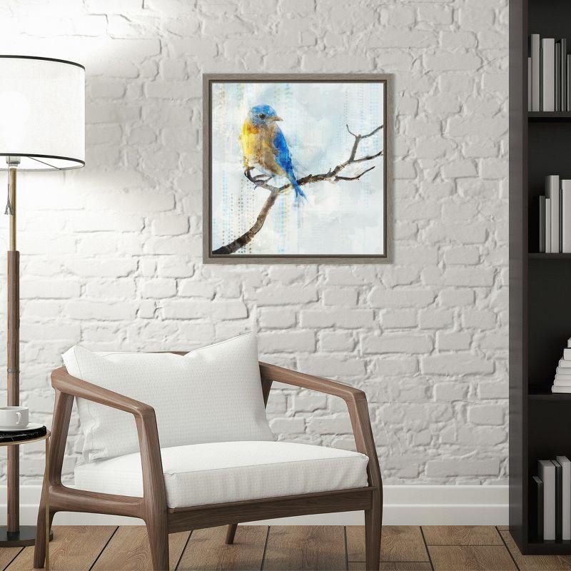 Amanti Art Little Blue Bird I by Ken Roko Canvas Wall Art Print Framed 16 x 16-in.