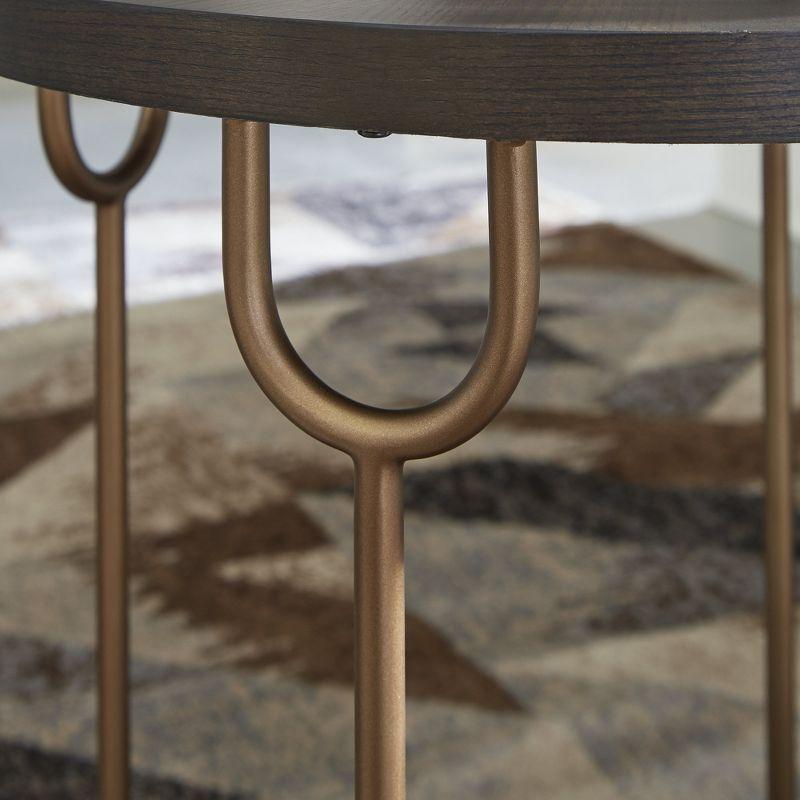Signature Design by Ashley Contemporary Brazburn End Table Dark Brown/Gold Finish