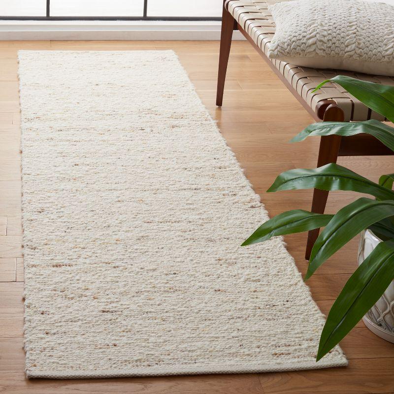 Ivory and Light Grey Hand-Tufted Wool and Cotton Runner Rug