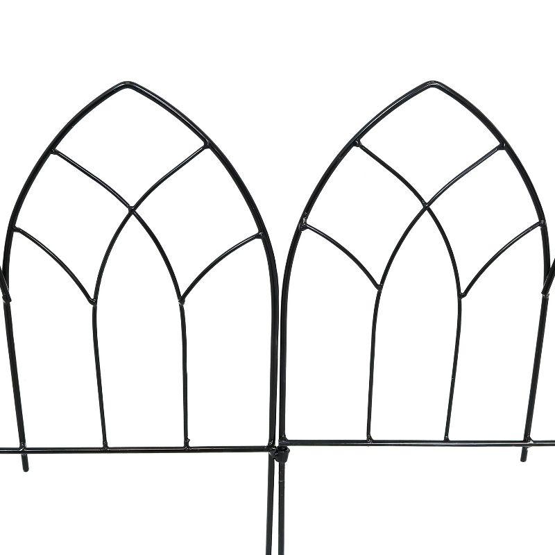 Sunnydaze Outdoor Lawn and Garden Metal Narbonne Style Decorative Border Fence Panel Set - 9' - Black - 5pk