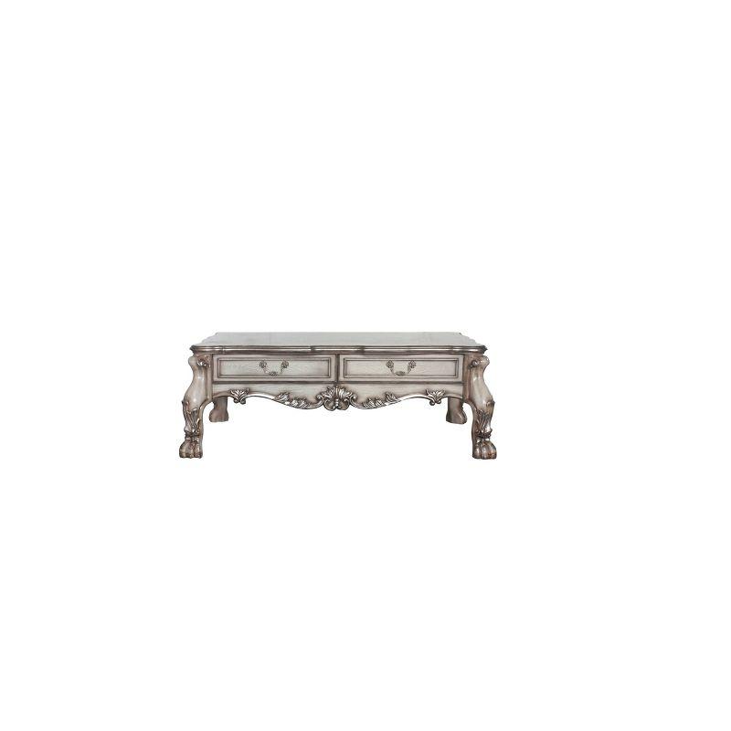 Dresden Vintage Bone White Coffee Table with Floral Motifs and Storage