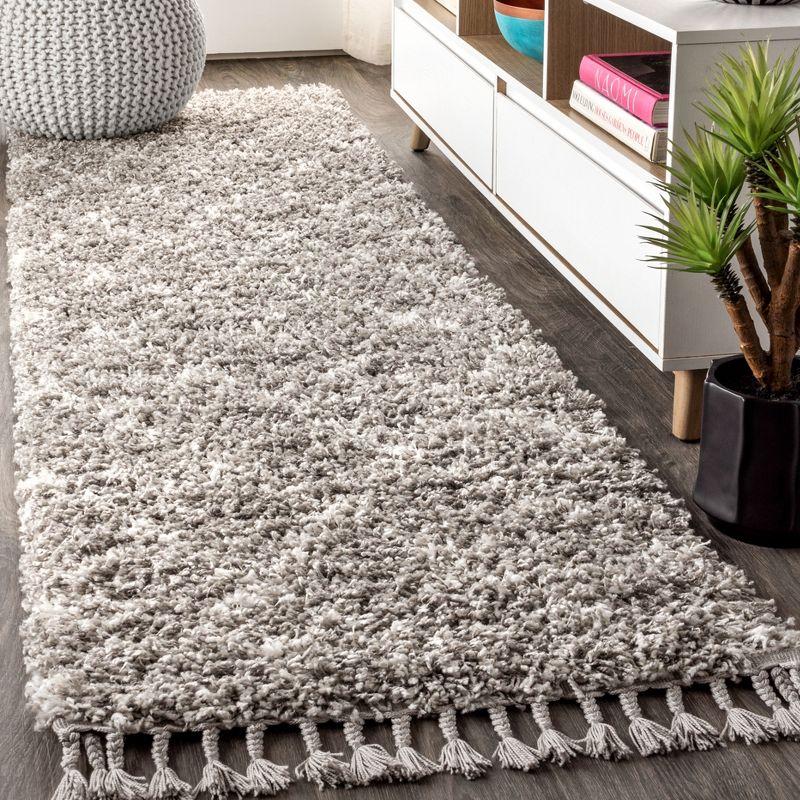 Mercer Shag Plush Tassel Area Rug - JONATHAN Y