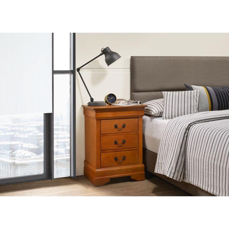 Passion Furniture Louis Philippe 3-Drawer Oak Nightstand (29 in. H x 21 in. W x 16 in. D)
