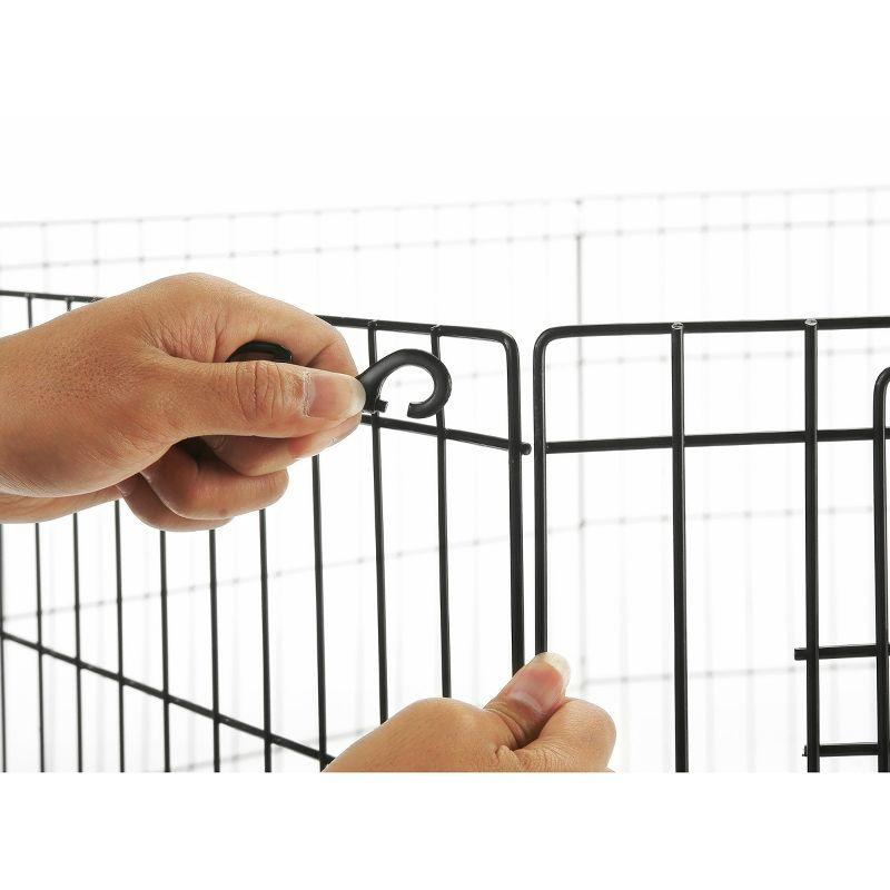 Black Metal 8-Panel Folding Pet Playpen