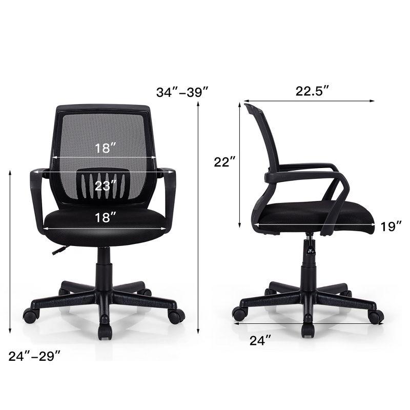 Costway Mid-Back Mesh Chair Height Adjustable Executive Chair w/ Lumbar Support