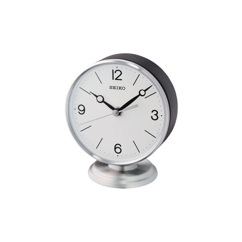 Silver and Black Quartz Analog Table Clock