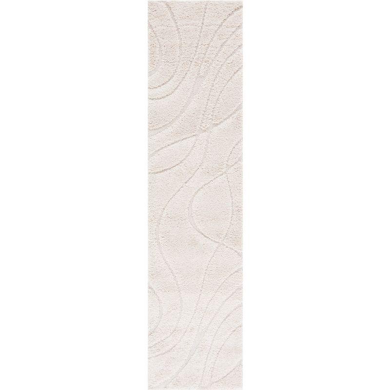 Florida Shag SG471 Power Loomed Indoor Runner Rug - Creme/Creme - 2'3"x9' - Safavieh