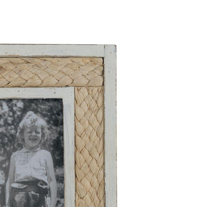 4X6 Inch Woven Reed Picture Frame with White MDF & Glass by Foreside Home & Garden