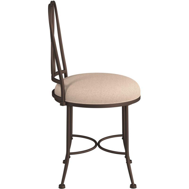 Elegant Christina Bronze Metal Vanity Stool with Cream Linen Seat