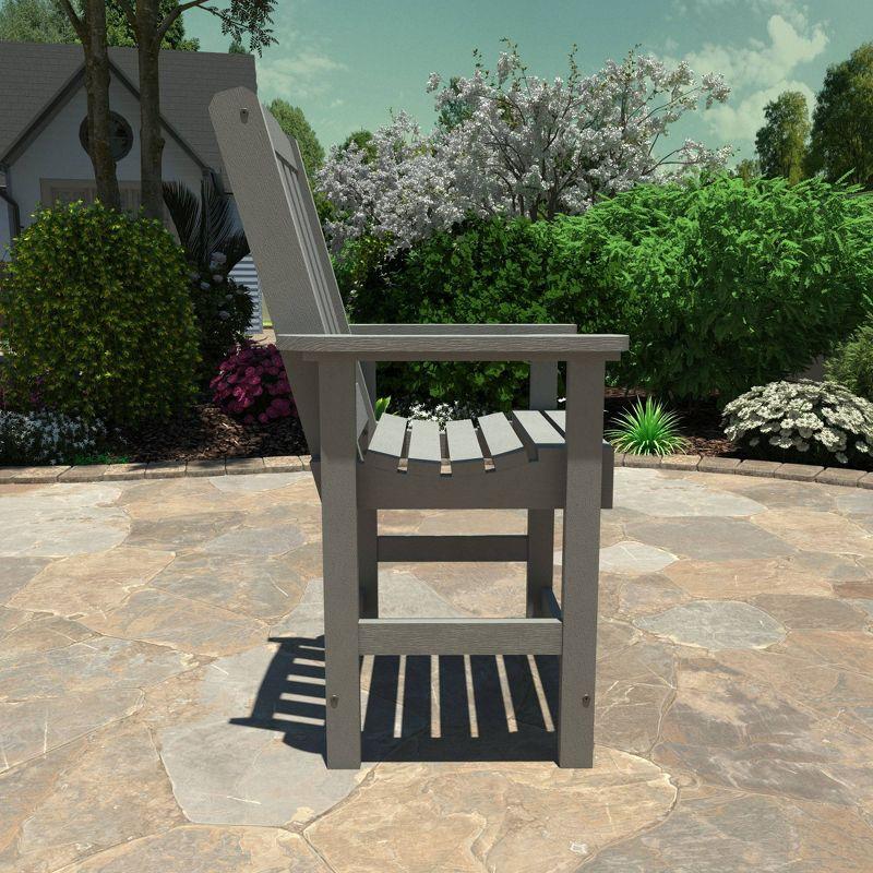 Gray Poly Resin Outdoor Counter Arm Chair