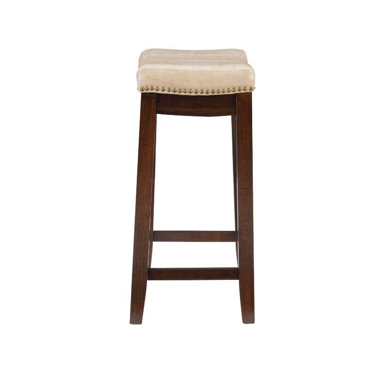 3pc Claridge Backless Stools Counter Height Dining Set Brown/Beige - Linon: Rubberwood, Padded Seat, Nesting Design