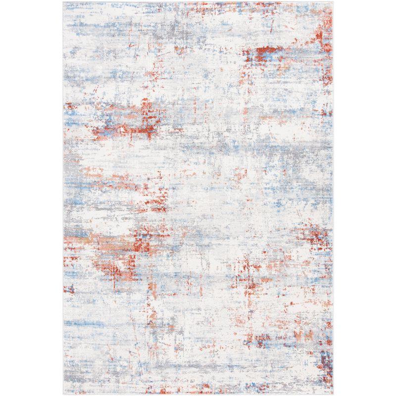 Ivory and Rust Abstract Hand-knotted Reversible Rug