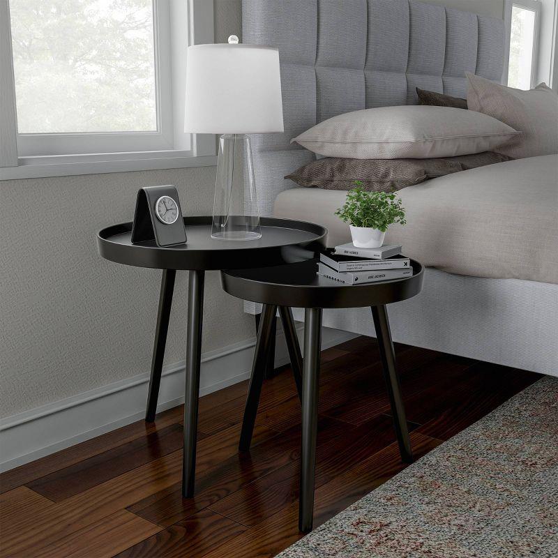 Nesting End Tables with Tray Top Black - Yorkshire Home: MDF Spindle-Legged Side & Accent Table Set