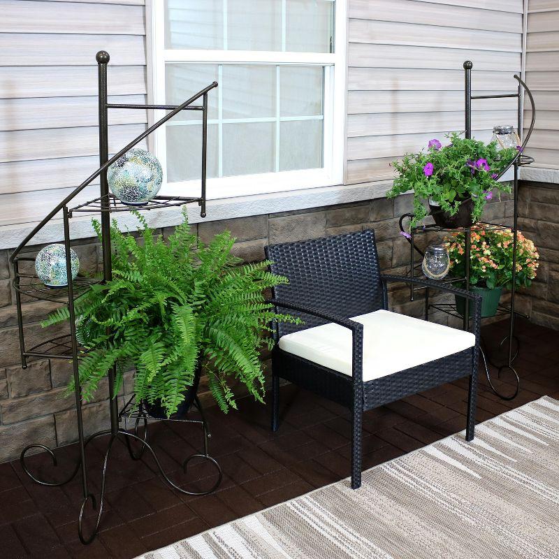 Sunnydaze Indoor/Outdoor Iron Metal 4-Tiered Potted Flower Plant Stand with Spiral Staircase Design - 56" - Black - 2pk