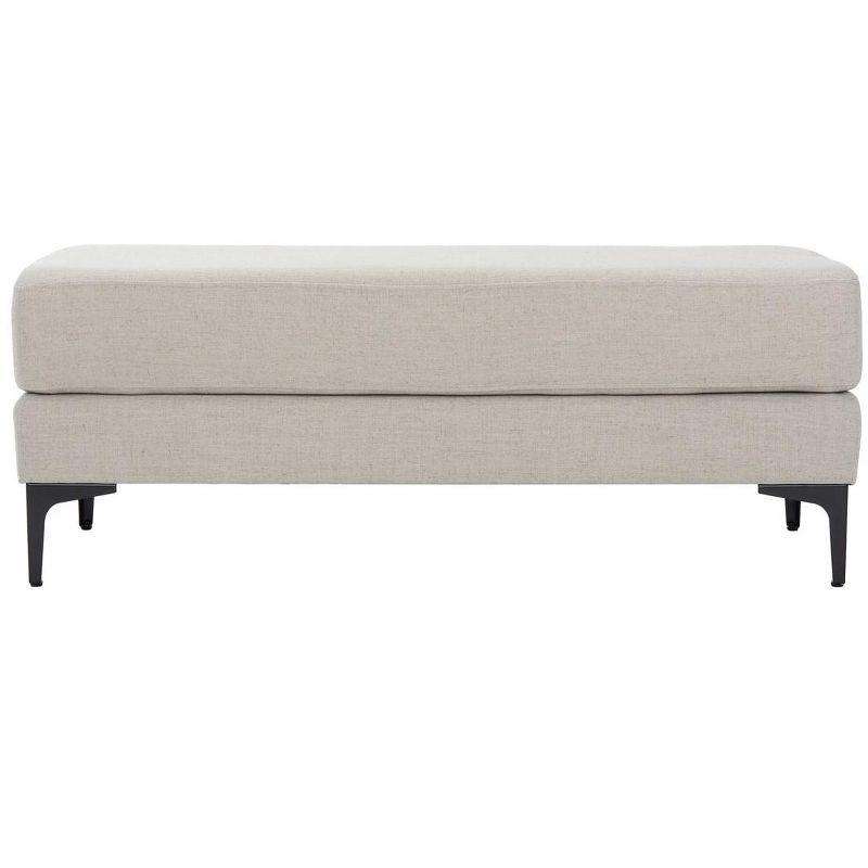 Elsie Transitional Light Grey Linen and Black Wood Bench