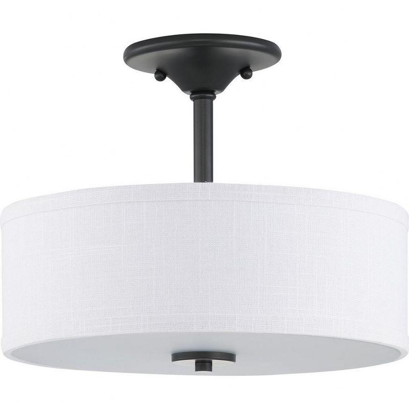 Inspire 13'' Graphite Finish Semi-Flush Light with Summer Linen Shade