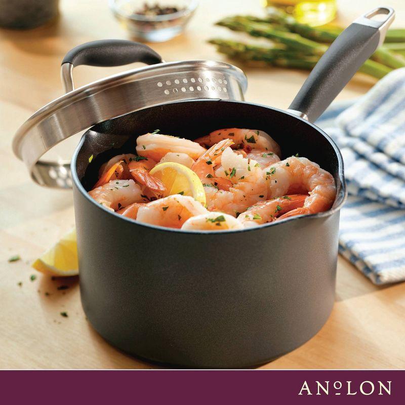 Anolon Anolon Advanced Home Hard Anodized Nonstick Saucepan With Straining Lid, 2 Quart