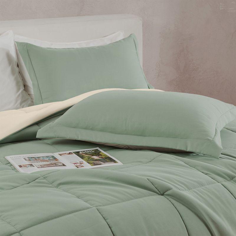 Full Sage and Sand Reversible Down Alternative Comforter Set