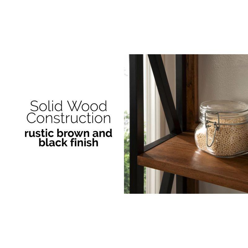 Rustic Brown and Black 3-Tier Floating Wood Wall Shelf