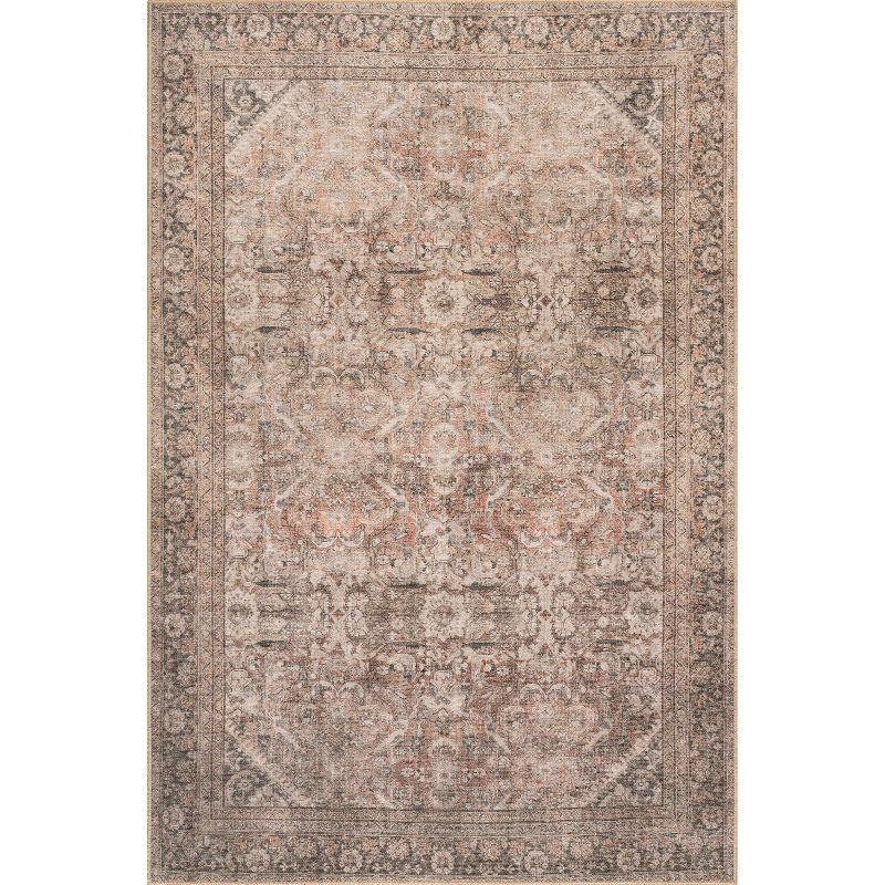 Nuloom Hillstone Collection Deka Traditional Vintage Medallion Area Rug, 6' 7" x 9', Rust