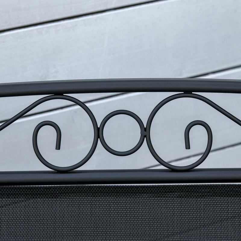 Outsunny Outdoor Glider Chairs with Coffee Table, Patio 2-Seat Rocking Chair Swing with Breathable Sling for Backyard, Garden and Porch, Black