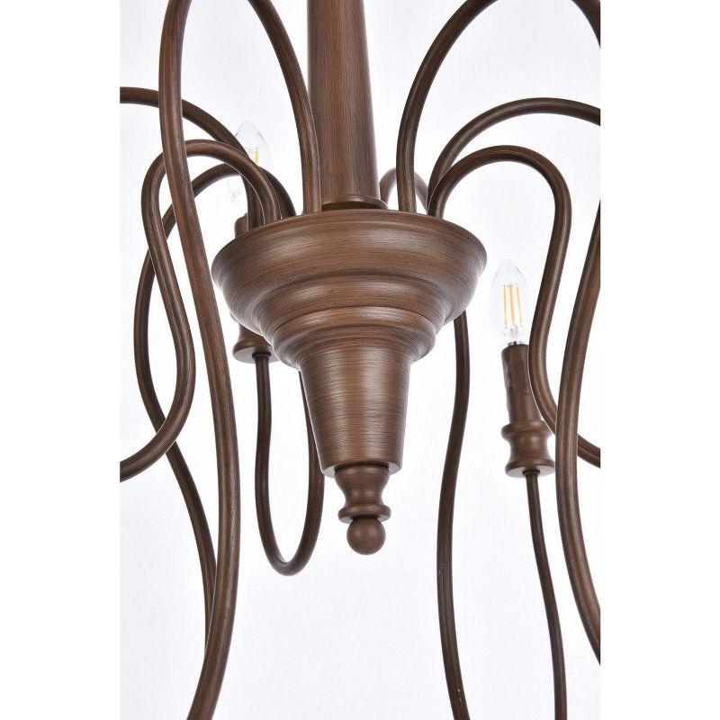 Elegant Lighting Flynx 9 lights pendant in weathered oak