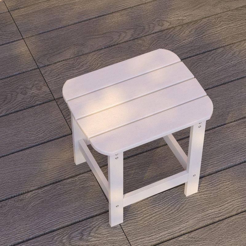 Merrick Lane Poly Resin Indoor/Outdoor All-Weather Adirondack Side Table in White