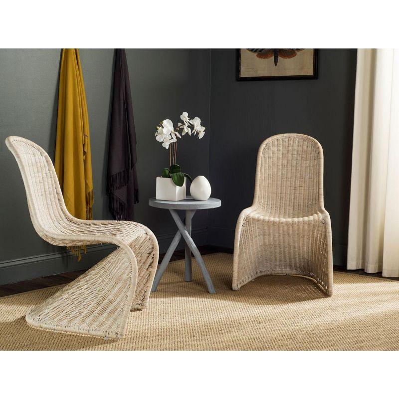 Gray Geometric Rattan Side Chairs, Set of 2