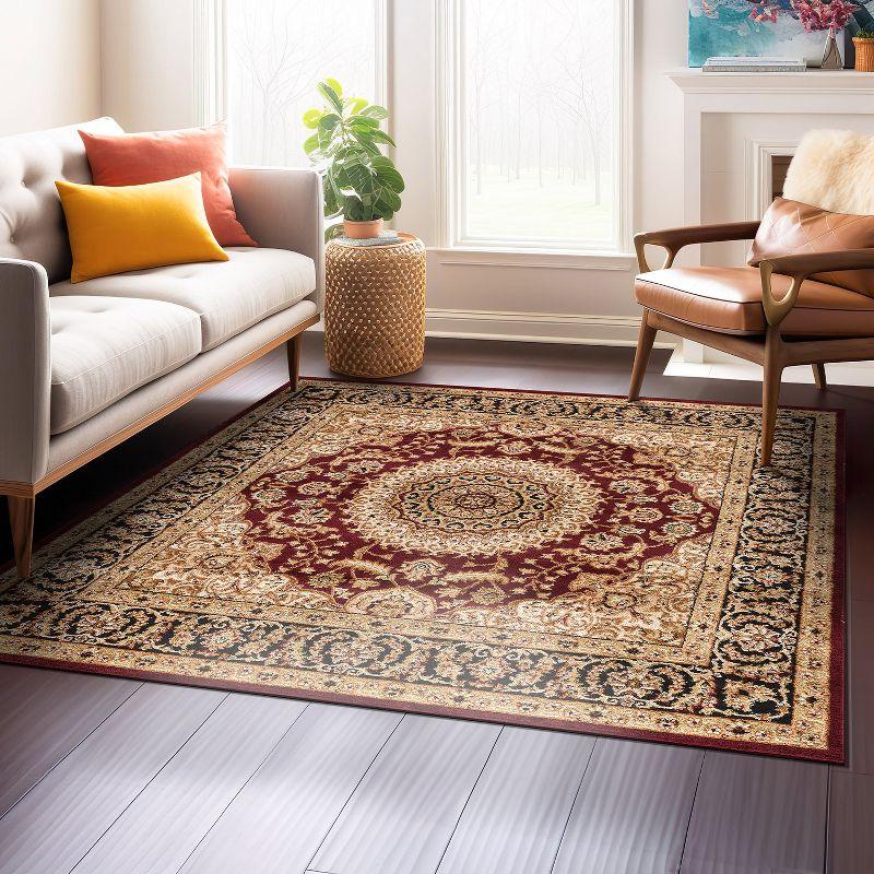 World Rug Gallery Traditional Oriental Medallion Area Rug - BURGUNDY 6'6"x6'6"