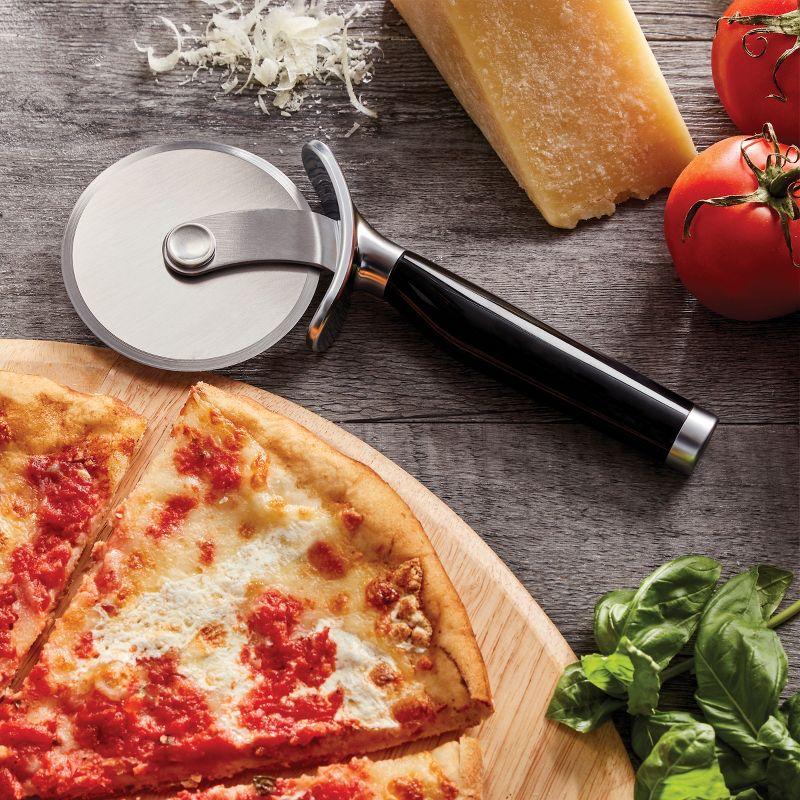 9-Inch Black Stainless Steel Pizza Wheel with Comfort Grip