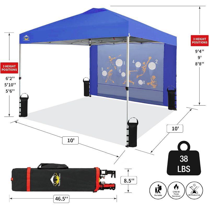 CROWN SHADES 10x10 Pop Up Canopy Tent with Game Netting - One Push Setup Beach Tent - Outdoor Sun Shade for Events, Parties, Camping