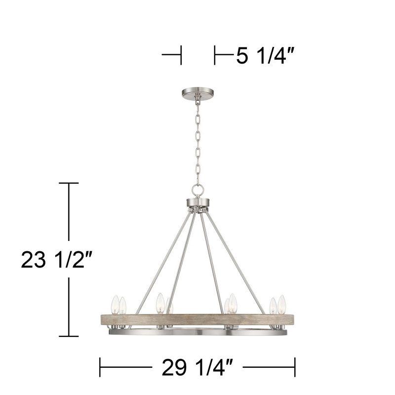 Possini Euro Design Brushed Nickel Graywood Wagon Wheel Chandelier 29 1/4" Wide Farmhouse Rustic 8-Light Fixture Dining Room Kitchen Island Entryway