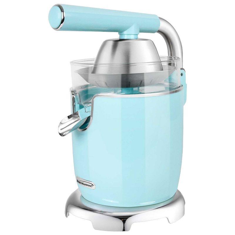 Brentwood 200-Watt 1-Speed Electric Citrus Juicer with 2 Cones and Stainless Steel Lever (Blue)