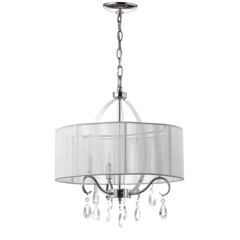 Vienna Chrome Drum Pendant Light with Crystal Accents