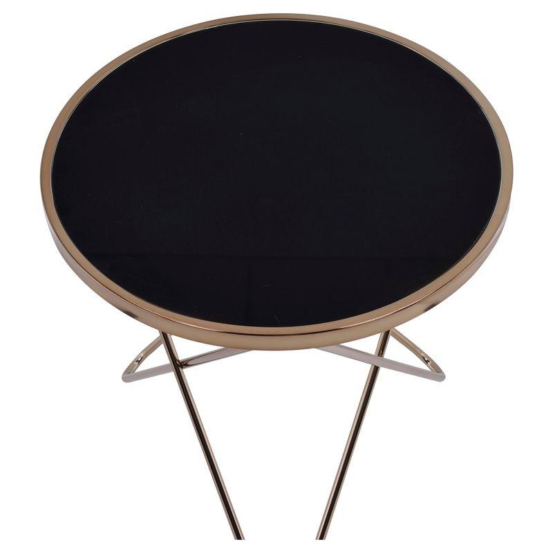 End Table Black Champagne - Acme Furniture: Modern Geometric Base, Laminated Glass, Metal Frame