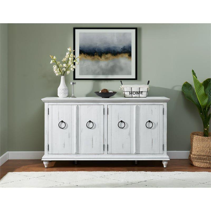 Martin Svensson Home Garden District Rustic White Solid Wood 65" TV Stand