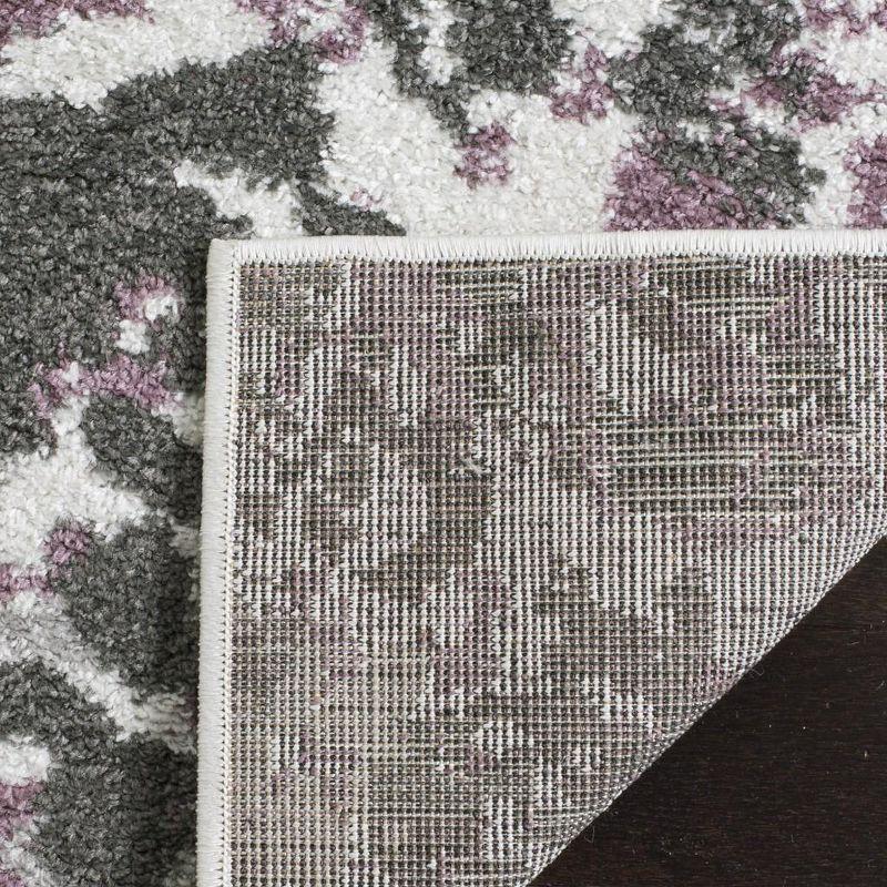 Ivory & Purple Floral 9'x12' Reversible Synthetic Area Rug