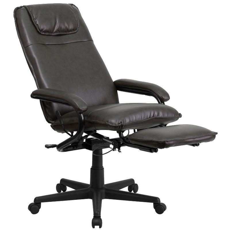 Flash Furniture High Back Brown LeatherSoft Executive Reclining Ergonomic Swivel Office Chair with Arms