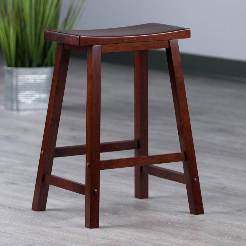 Saddle Seat 24" Counter Height Barstool Hardwood/Walnut - Winsome